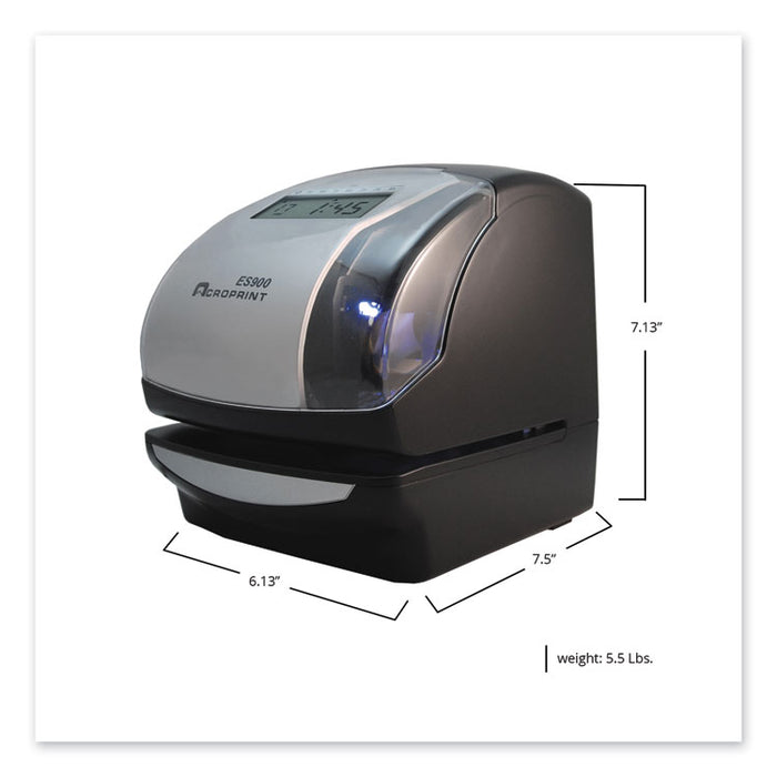 ES900 Atomic Electronic Payroll Recorder, Time Stamp and Numbering Machine, Digital Display, Black