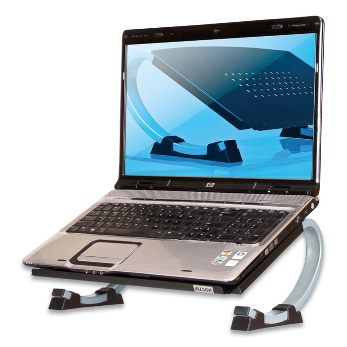 Redmond Adjustable Curve Notebook Stand, 15" x 11.5" x 6", Black/Silver, Supports 40 lbs