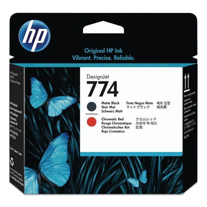 HP 774 (P2V97ACT) Chromatic Red/Matte Black Printhead, 24/Carton