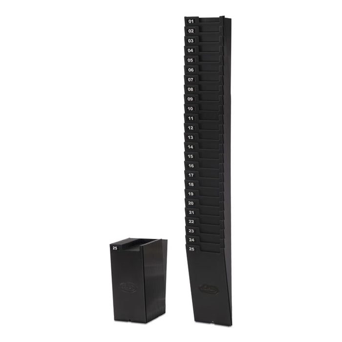 Expanding Time Card Rack for 7" Cards, 25 Pockets, Plastic, Black