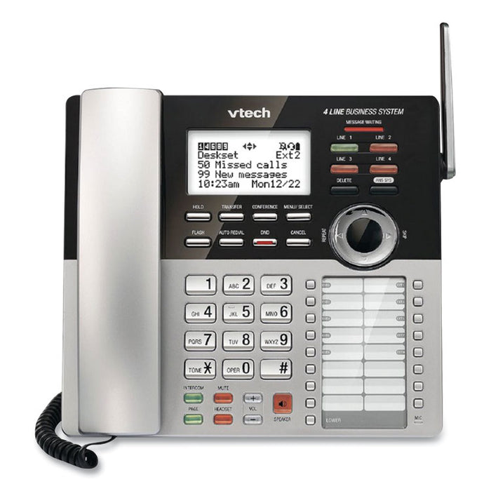 CM18245 Four-Line Business System Extension Deskset For Use with Vtech CM18445, Silver/Black