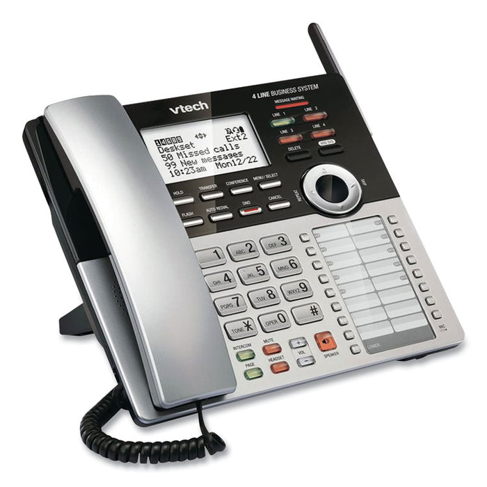 CM18245 Four-Line Business System Extension Deskset For Use with Vtech CM18445, Silver/Black