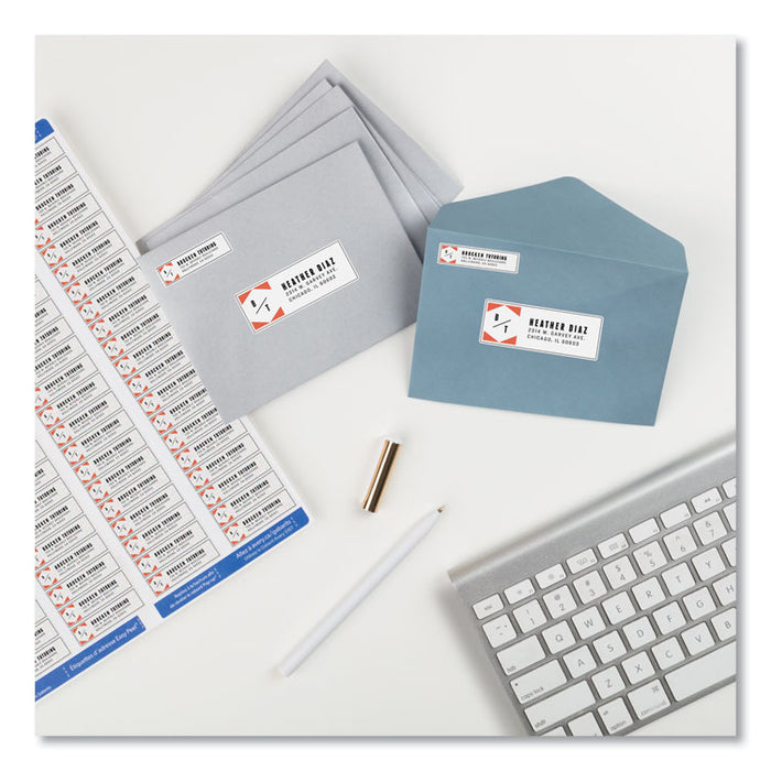 Easy Peel White Address Labels w/ Sure Feed Technology, Laser Printers, 0.5 x 1.75, White, 80/Sheet, 100 Sheets/Box