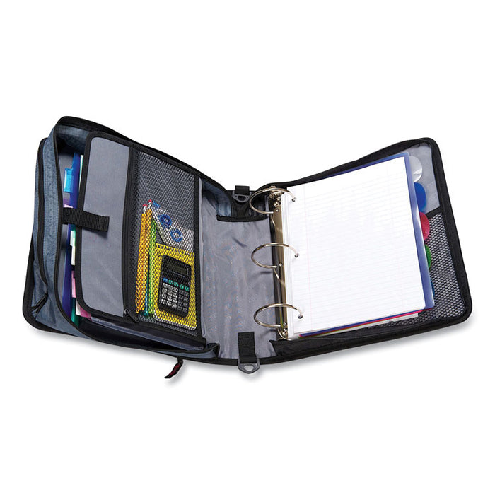 Mighty Zip Tab Binder, 3 Rings, 3" Capacity, 11 x 8.5, Black