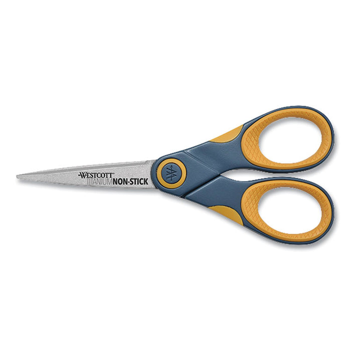 Non-Stick Titanium Bonded Scissors, 5" Long, Straight Gray/Orange Handle