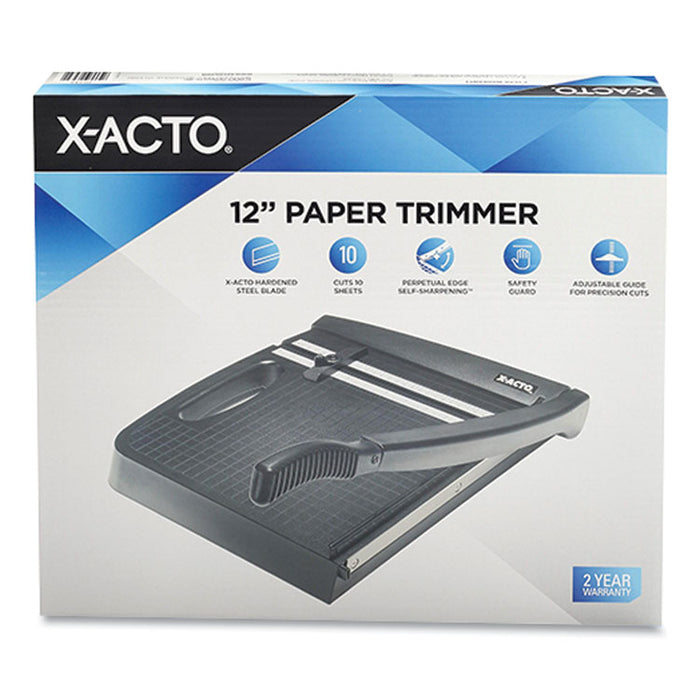 10-Sheet Guillotine Trimmer, 10 Sheets, 12" Cut Length, Plastic Base, 13 x 13