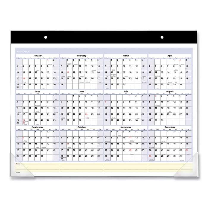 QuickNotes Desk Pad, 22 x 17, White/Blue/Yellow Sheets, Black Binding, Clear Corners, 13-Month: Jan 2026 to Jan 2027