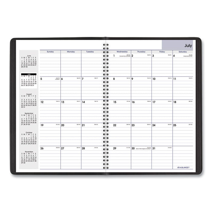 DayMinder Monthly Planner, Academic Year, Ruled Blocks, 12 x 8, Black Cover, 14-Month: July 2025 to Aug 2026