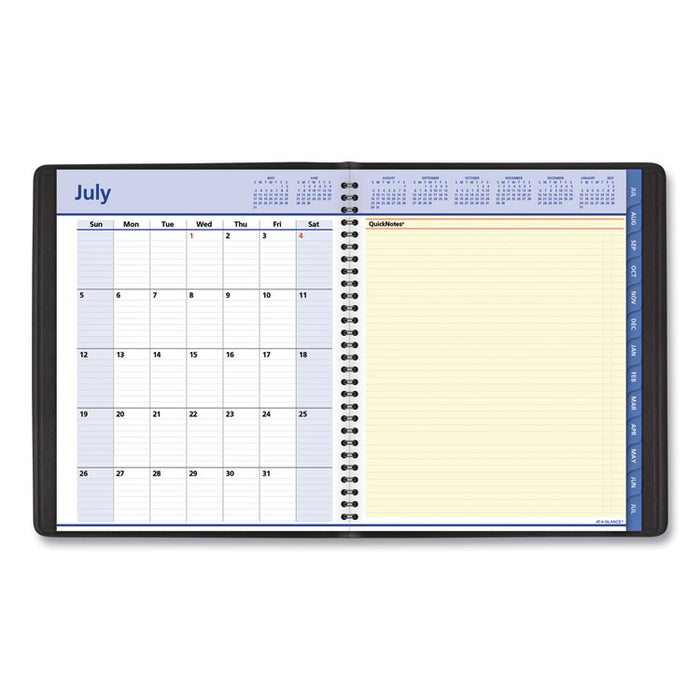 QuickNotes Weekly/Monthly Planner, 10 x 8, Black Cover, 12-Month (July to June): 2025 to 2026