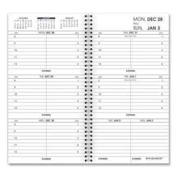 Weekly Appointment Book Refill Hourly Ruled, 6.25 x 3.25, White Sheets, 12-Month (Jan to Dec): 2026