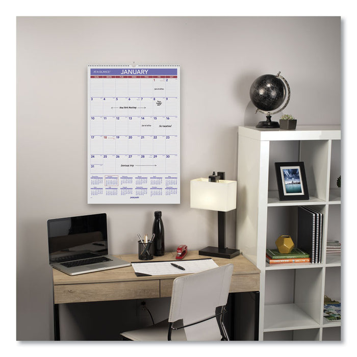 Monthly Wall Calendar with Ruled Daily Blocks, 15.5 x 22.75, White Sheets, 12-Month (Jan to Dec): 2026