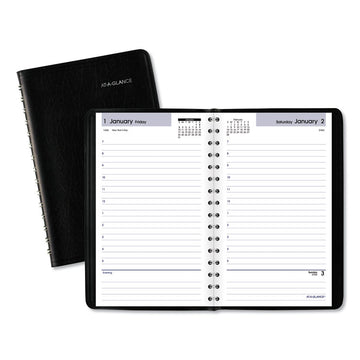 DayMinder Daily Appointment Book, 8" x 5", Black Cover, 12-Month (Jan to Dec): 2026