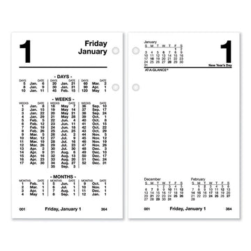 Financial Desk Calendar Refill, 3.5 x 6, White Sheets, 12-Month (Jan to Dec): 2026