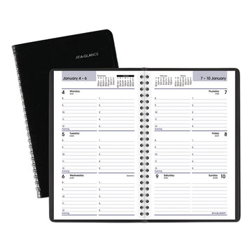 DayMinder Block Format Weekly Appointment Book, 8.5 x 5.5, Black Cover, 12-Month (Jan to Dec): 2026