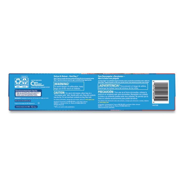 Double Zipper Storage Bags, Triple System Seal, Gallon, 9.6" x 12.1", Clear, 22 Bags/Box, 12 Boxes/Carton