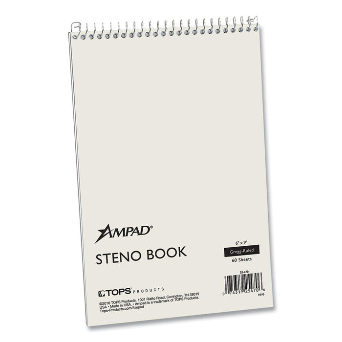 Steno Pads, White Cover, Gregg Rule, (60) Green-Tint 6 x 9 Sheets