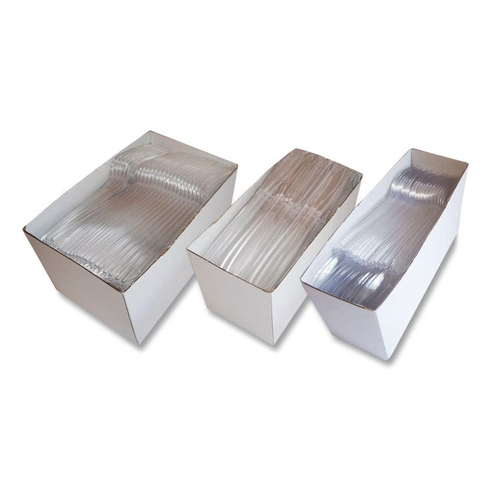 Heavyweight Party Pack, Heavyweight, Fork/Knife/Spoon, Plastic, Clear, 360/Pack