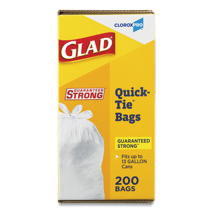 Tall Kitchen Quick-Tie Bags, Tie-Flap, 13 gal, 23.75" x 28", White, 200/Box