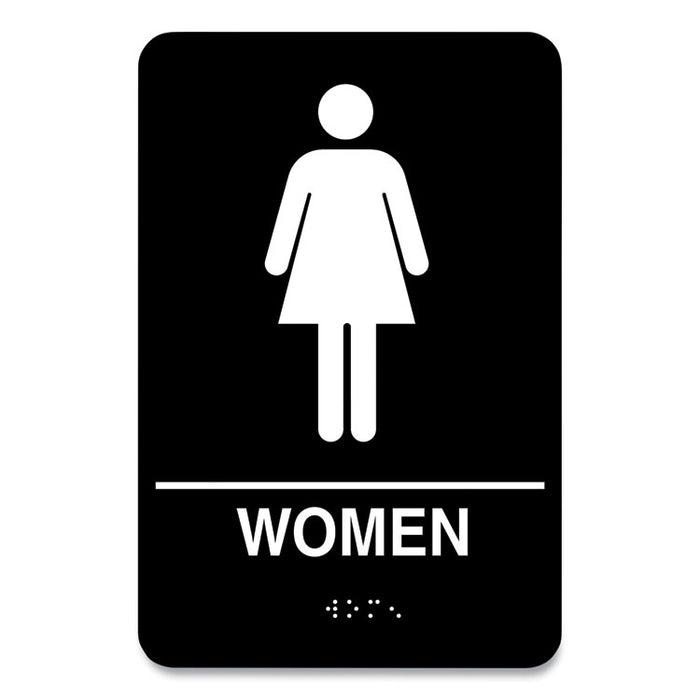 Indoor Restroom Door Sign, Men/Women, 5.9 x 9, Black/White, 2/Pack