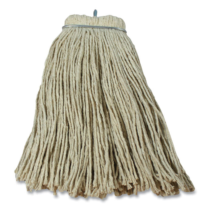 Layflat Regular Screw-Type Mop Head, Cotton, 20 oz, 1" Headband, White