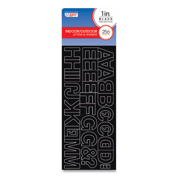 Peel-and-Stick Letters, Numbers and Symbols, 1" Tall, Black Characters, White Background, 256 Pieces