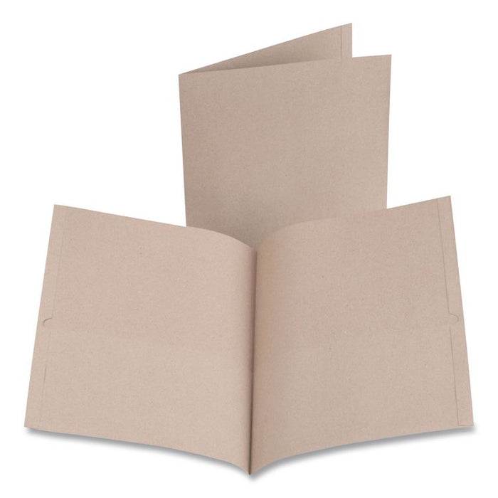 Earthwise by Oxford 100% Recycled Twin-Pocket Folder, Accommodates (100) 11 x 8.5 Sheets, Natural, 10/Pack
