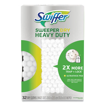 Heavy-Duty Dry Refill Cloths, 11 x 8.5, White, 32/Pack