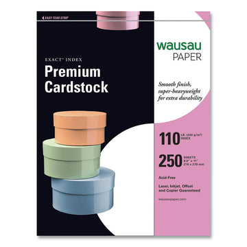 Exact Index Card Stock, 94 Bright, 110 lb Index Weight, 8.5 x 11, White, 250/Pack