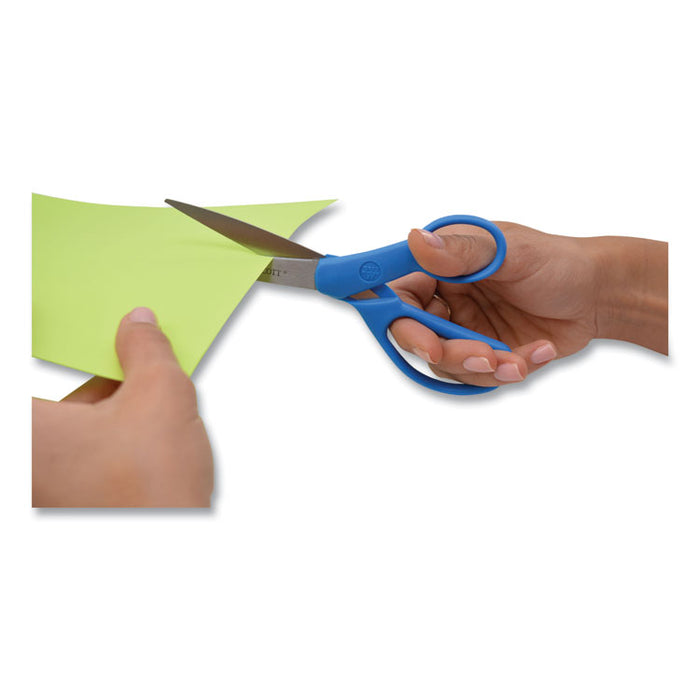 Preferred Line Stainless Steel Scissors, 7" Long, 3.25" Cut Length, Straight Blue Handle