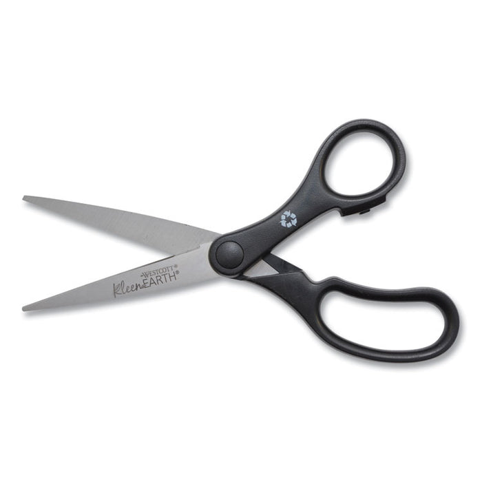 KleenEarth Basic Plastic Handle Scissors, 7" Long, 2.8" Cut Length, Straight Black Handle