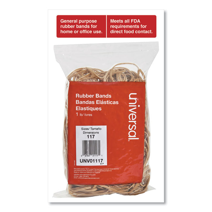Rubber Bands, Size 117, 0.06" Gauge, Beige, 1 lb Box, 210/Pack