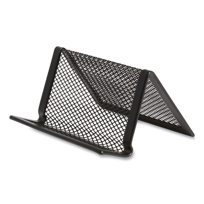 One Compartment Business Card Holder, Holds 50 Cards, 3.07 x 0.15 x 4.4, Metal, Black