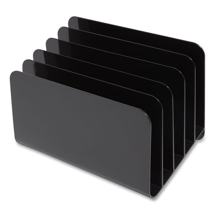 Plastic Incline Mail Sorter, 5 Sections, #6 1/4 to #16 Envelopes, 6.26 x 9.49 x 6.5, Black