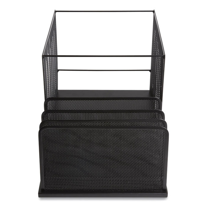 Wire Mesh Combination Organizer, Incline Sorter/Hanging File, 4 Sections, Letter-Size, 11.81 x 20.28 x 11.81, Matte Black
