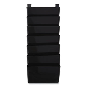 Unbreakable Plastic Wall File, 7 Sections, Letter Size, 13" x 3.81" x 30.78", Black