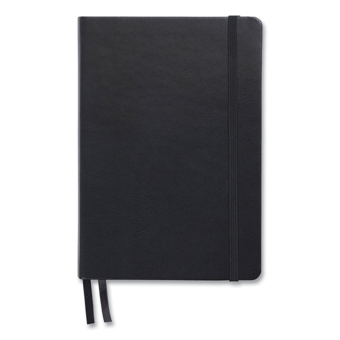 Flexible-Cover Business Journal with Elastic Closure, 1-Subject, Narrow Rule, Black Cover, (128) 8 x 5.5 Sheets