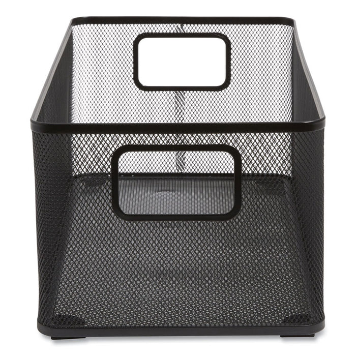 Wire Mesh Storage Box, 8.58" x 15.75" x 6.69", Black