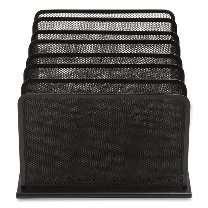 Wire Mesh Incline Sorter, Open Design, 7 Sections, Letter-Size, 11.41 x 11.41 x 11.02, Matte Black