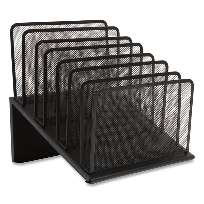 Wire Mesh Incline Sorter, Open Design, 7 Sections, Letter-Size, 11.41 x 11.41 x 11.02, Matte Black