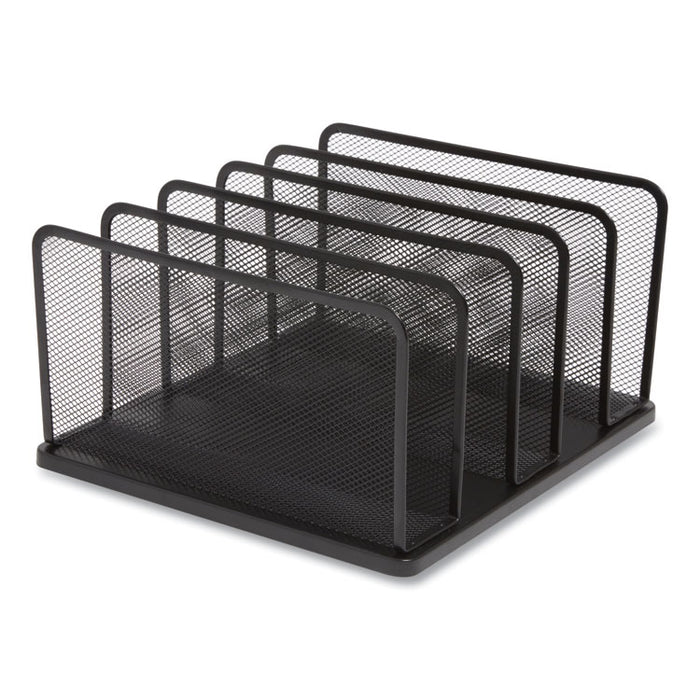 Wire Mesh Vertical Document Sorter, 5 Sections, Letter-Size, 11.57 x 12.83 x 6.69, Matte Black