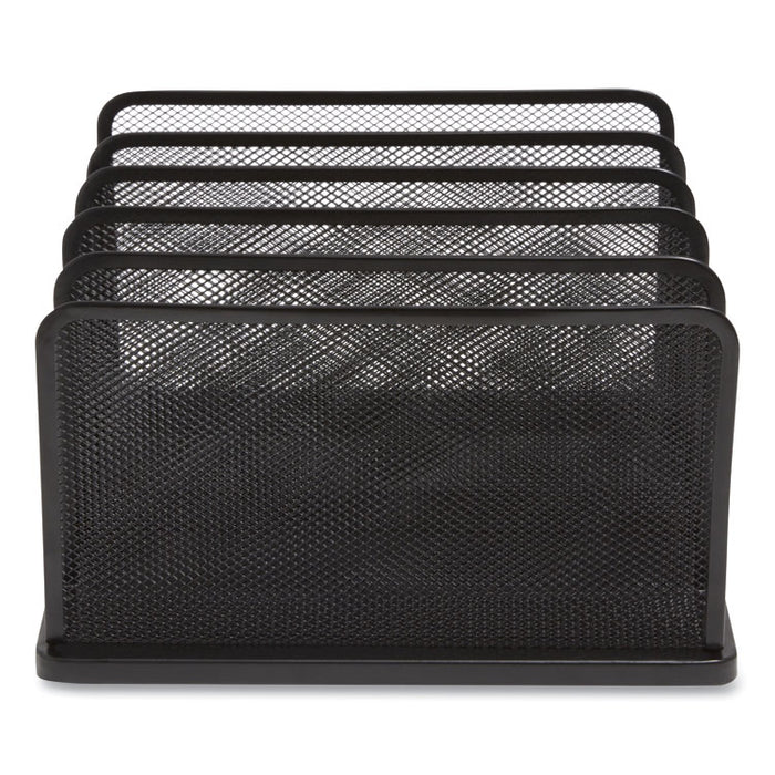 Wire Mesh Vertical Document Sorter, 5 Sections, Letter-Size, 11.57 x 12.83 x 6.69, Matte Black