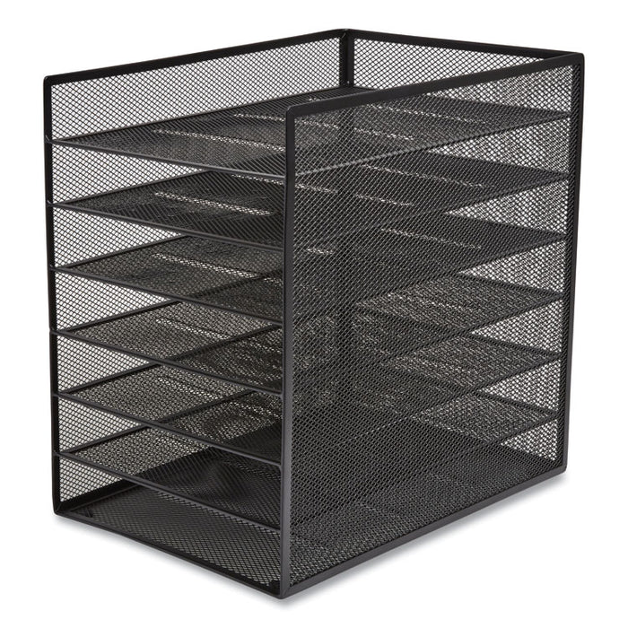 Front-Load Enclosed Wire Mesh Horizontal Document Organizer, 6 Sections, Letter-Size, 9.25 x 13.38 x 13.38, Matte Black