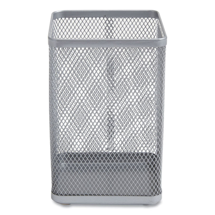 Wire Mesh Jumbo Pencil Holder, 4.33 x 4.33 x 6.69, Silver