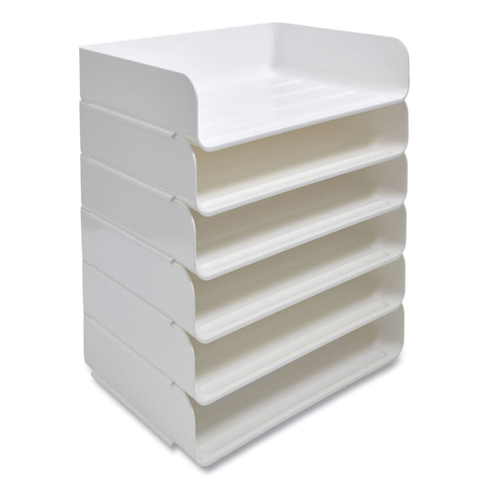 Side-Load Stackable Plastic Document Tray, 1 Section, Letter-Size, 12.63 x 9.72 x 3.01, White, 2/Pack