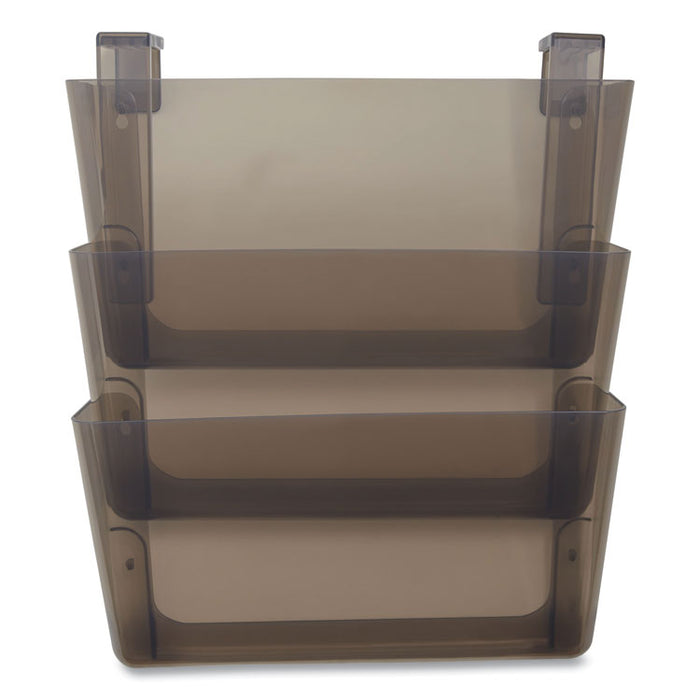 Unbreakable Plastic Wall File, 3 Sections, Letter Size, 13" x 3.74" x 15.03", Smoke