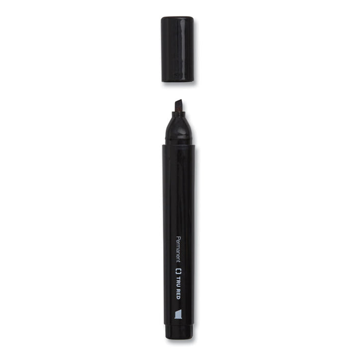 Permanent Marker, Tank-Style, Medium Chisel Tip, Black, 36/Pack