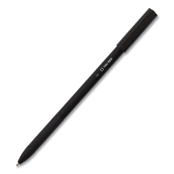 Gripped Ballpoint Pen, Stick, Medium 1 mm, Black Ink, Black Barrel, Dozen