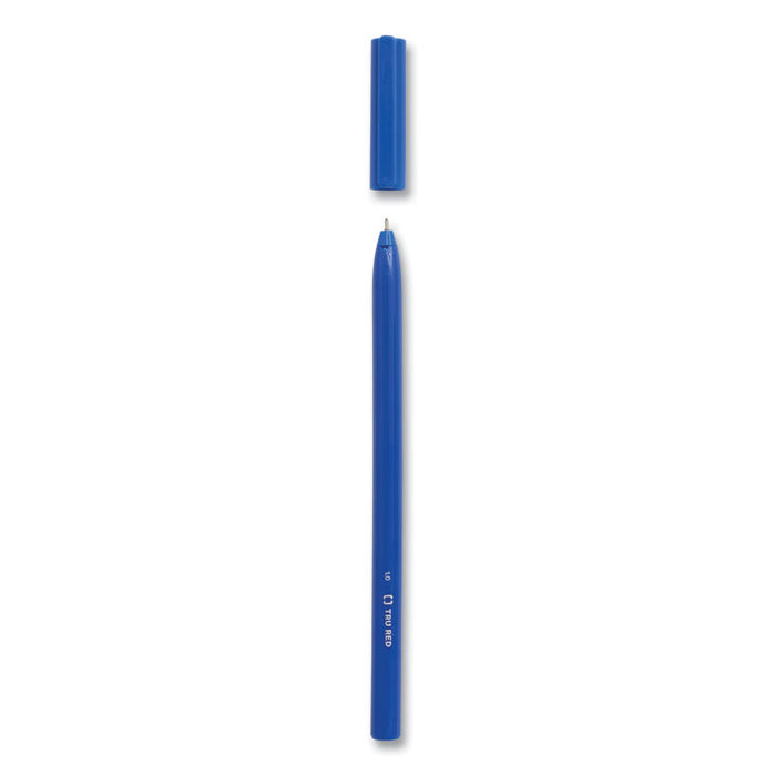 Ballpoint Pen, Stick, Medium 1 mm, Blue Ink, Blue Barrel, Dozen