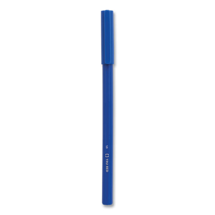 Ballpoint Pen, Stick, Medium 1 mm, Blue Ink, Blue Barrel, Dozen