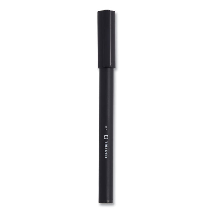 Quick Dry Gel Pen, Retractable, Medium 0.7 mm, Black Ink, Black Barrel, 5/Pack